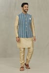 Buy_Arihant Rai Sinha_Blue Silk Embroidery Floral Bundi _at_Aza_Fashions