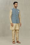 Buy_Arihant Rai Sinha_Blue Silk Embroidery Floral Bundi _Online_at_Aza_Fashions