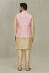 Shop_Arihant Rai Sinha_Pink Jacquard Woven Floral Bundi _at_Aza_Fashions