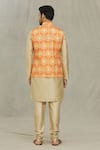 Shop_Aryavir Malhotra_Orange Soft Cotton Printed Bandhani Bundi _at_Aza_Fashions