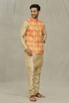 Buy_Aryavir Malhotra_Orange Soft Cotton Printed Bandhani Bundi _Online_at_Aza_Fashions