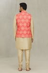 Shop_Aryavir Malhotra_Red Soft Cotton Printed Bandhani Bundi _at_Aza_Fashions