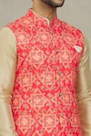 Aryavir Malhotra_Red Soft Cotton Printed Bandhani Bundi _at_Aza_Fashions