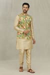 Shop_Arihant Rai Sinha_Green Cotton Flower Print Bundi _Online_at_Aza_Fashions