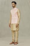 Buy_Aryavir Malhotra_Pink Jacquard Woven Hexagon Bundi _Online_at_Aza_Fashions