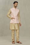 Shop_Aryavir Malhotra_Pink Jacquard Woven Hexagon Bundi _Online_at_Aza_Fashions