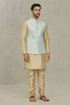 Buy_Arihant Rai Sinha_Blue Silk Sequins, Embroidery Thread Bundi _Online_at_Aza_Fashions