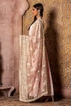 Shop_Monk & Mei_Pink Rayon Embroidered Chikankari V-neck Falak Paisley Anarkali With Dupatta _Online_at_Aza_Fashions