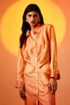 Buy_Echostudio_Orange Crepe Plain Spread Collar Mimosa Ombre Shirt Tunic And Pant Set  _Online_at_Aza_Fashions