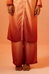 Echo By Tanya Arora_Orange Crepe Plain Spread Collar Mimosa Ombre Shirt Tunic And Pant Set  _at_Aza_Fashions