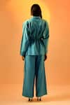 Shop_Echostudio_Blue Silk Embroidery Thread Spread Collar Blossom Shirt And Pant Set _at_Aza_Fashions