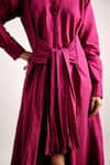 Buy_Echo By Tanya Arora_Fuchsia Linen Plain Spread Collar Maxi Dress  _Online_at_Aza_Fashions