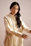 Buy_Echostudio_Beige Poplin Plain Spread Collar Solid Shirt Dress  _Online_at_Aza_Fashions