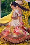 Shop_Kalista_Off White Raw Silk Embroidered Sequin Manya Floral Pattern Lehenga Set _Online_at_Aza_Fashions