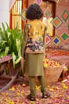 Shop_Kalista_Green Chanderi Printed Mughal Tahir Bundi Kurta Set _at_Aza_Fashions