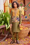 Kalista_Green Chanderi Printed Mughal Tahir Bundi Kurta Set _Online_at_Aza_Fashions