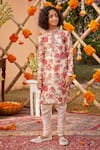 Buy_Kalista_Multi Color Chanderi Printed Arsh Resham Embroidered Kurta And Churidar Set _at_Aza_Fashions