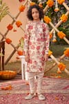 Kalista_Multi Color Chanderi Printed Arsh Resham Embroidered Kurta And Churidar Set _Online_at_Aza_Fashions