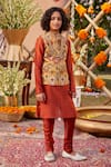 Buy_Kalista_Yellow Chanderi Printed Mughal Mihir Bundi Churidar Set _at_Aza_Fashions