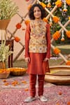 Kalista_Yellow Chanderi Printed Mughal Mihir Bundi Churidar Set _Online_at_Aza_Fashions