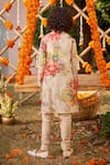 Shop_Kalista_Beige Chanderi Yug Floral Pattern Straight Kurta And Churidar Set _at_Aza_Fashions