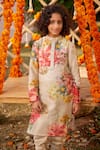 Buy_Kalista_Beige Chanderi Yug Floral Pattern Straight Kurta And Churidar Set _Online_at_Aza_Fashions