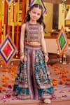 Buy_Kalista_Green Viscose Silk Embroidered Coin Scarlett Floral Print Motif Lehenga Set _at_Aza_Fashions