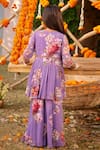 Shop_Kalista_Purple Viscose Georgette Embroidered Kiara Floral Pattern Kurta Gharara Set _at_Aza_Fashions