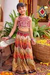 Buy_Kalista_Maroon Raw Silk Embroidered Sequin Mehvish Floral Blouse And Lehenga Set _at_Aza_Fashions