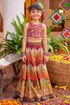 Kalista_Maroon Raw Silk Embroidered Sequin Mehvish Floral Blouse And Lehenga Set _Online_at_Aza_Fashions