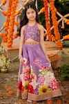 Buy_Kalista_Purple Raw Silk Embroidered Sequin Gulshaad Floral Blouse And Sharara Set _at_Aza_Fashions