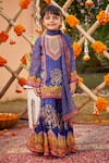 Buy_Kalista_Blue Viscose Georgette Embroidered Sahiba And Bead Work Kurta & Sharara Set _at_Aza_Fashions