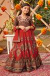 Buy_Kalista_Orange Raw Silk Embroidered Floral Zaina Pattern Anarkali With Dupatta _at_Aza_Fashions