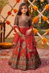 Kalista_Orange Raw Silk Embroidered Floral Zaina Pattern Anarkali With Dupatta _Online_at_Aza_Fashions