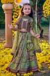 Buy_Kalista_Green Viscose Silk Hand Painted Floral Bageecha Peacock Embroidered Lehenga Set _at_Aza_Fashions