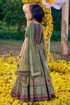 Shop_Kalista_Green Viscose Silk Hand Painted Floral Bageecha Peacock Embroidered Lehenga Set _at_Aza_Fashions