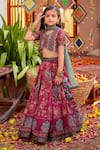 Kalista_Fuchsia Dola Silk Hand Embroidered Floral Aamya Bageecha Lehenga Set _Online_at_Aza_Fashions