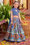 Buy_Kalista_Blue Raw Silk Embroidered Floral Aadhya Mughal Flower Pattern Lehenga Set _at_Aza_Fashions