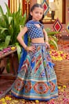 Buy_Kalista_Blue Raw Silk Embroidered Floral Aadhya Mughal Flower Pattern Lehenga Set _Online_at_Aza_Fashions