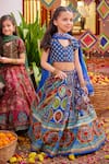 Shop_Kalista_Blue Raw Silk Embroidered Floral Aadhya Mughal Flower Pattern Lehenga Set _Online_at_Aza_Fashions