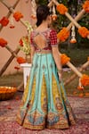 Shop_Kalista_Sky Blue Raw Silk Embroidered Floral Kimaya Pattern Lehenga Set _at_Aza_Fashions