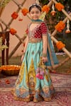 Buy_Kalista_Sky Blue Raw Silk Embroidered Floral Kimaya Pattern Lehenga Set _Online_at_Aza_Fashions