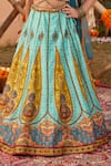 Shop_Kalista_Sky Blue Raw Silk Embroidered Floral Kimaya Pattern Lehenga Set _Online_at_Aza_Fashions