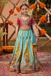 Buy_Kalista_Sky Blue Raw Silk Embroidered Floral Kimaya Pattern Lehenga Set 