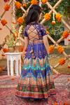 Shop_Kalista_Blue Raw Silk Embroidered Floral Mehvish Mughal Pattern Lehenga Set _at_Aza_Fashions