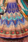 Kalista_Blue Raw Silk Embroidered Floral Mehvish Mughal Pattern Lehenga Set _Online_at_Aza_Fashions