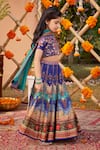 Shop_Kalista_Blue Raw Silk Embroidered Floral Mehvish Mughal Pattern Lehenga Set _Online_at_Aza_Fashions