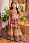 Buy_Kalista_Multi Color Raw Silk Embroidered Floral Mehvish Mughal Pattern Lehenga Set _at_Aza_Fashions