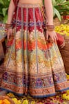 Buy_Kalista_Multi Color Raw Silk Embroidered Floral Mehvish Mughal Pattern Lehenga Set _Online_at_Aza_Fashions