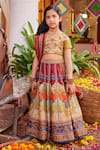 Shop_Kalista_Multi Color Raw Silk Embroidered Floral Mehvish Mughal Pattern Lehenga Set _Online_at_Aza_Fashions